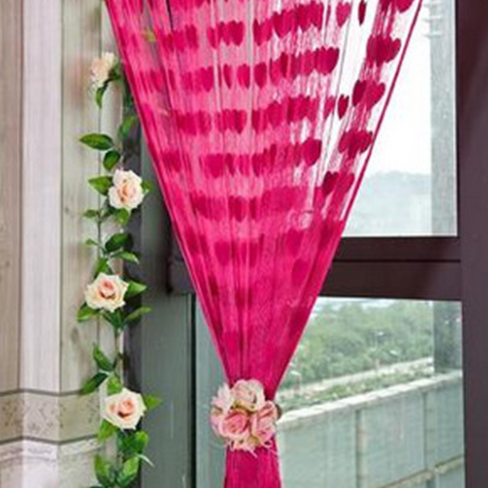 Rèm dây treo cửa hình trái tim chất liệu polyester kích thước 200*100cm xinh xắn