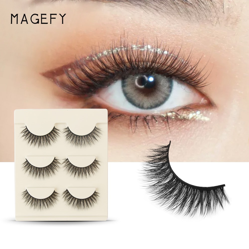 Lông mi giả MAGEFY Natural Mink 3D 3 cặp Có thể tái sử dụng