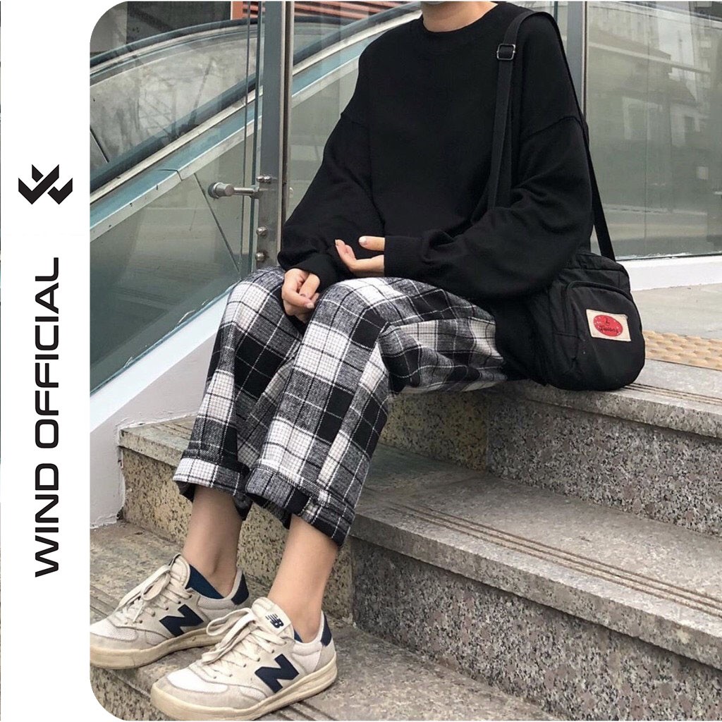 Quần baggy caro ống rộng WIND unisex dáng suông caro pants nam nữ phong cách ullzang