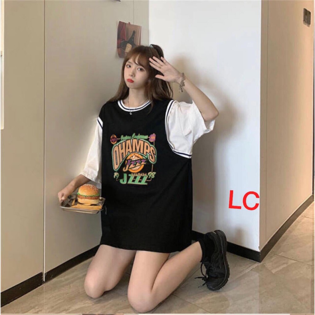 Áo phông tay lỡ unisex phối tanktop kiểu áo chơi bóng rổ OHAM form rộng năng động oversize streetwear thun 360 | BigBuy360 - bigbuy360.vn