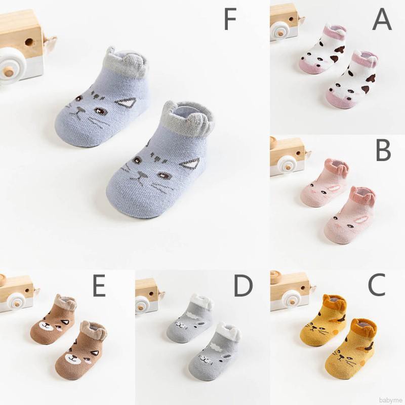 ♕ babyme ღ Baby Boys Girls Infant Cotton Cartoon Socks Anti Slip Floor Socks