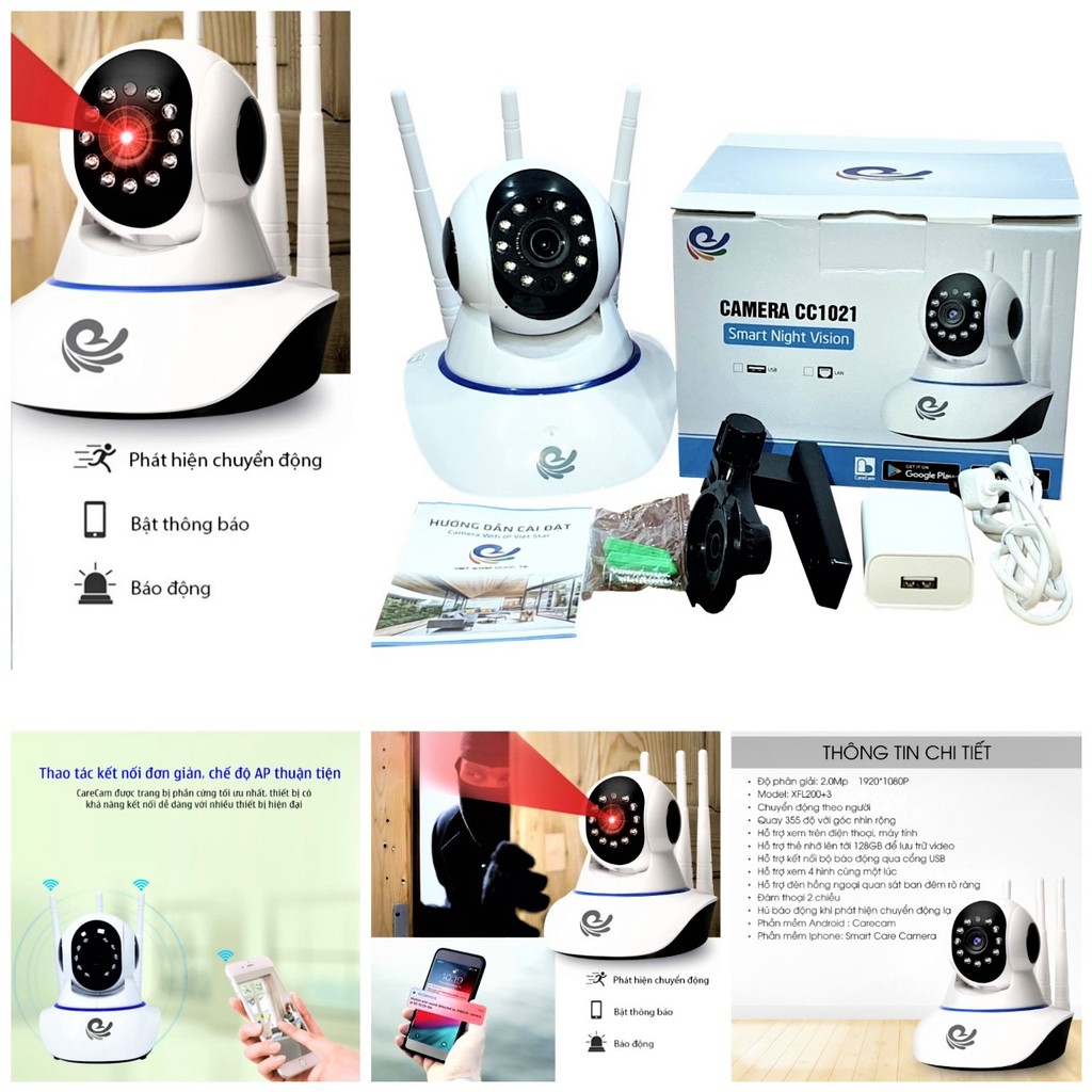 CAMERA WIFI GIÁM SÁT 3 RÂU F20 THẾ HỆ MỚI 2.0MPX THÔNG MINH SIÊU NÉT LOẠI TỐT CHÍNH HÃNG