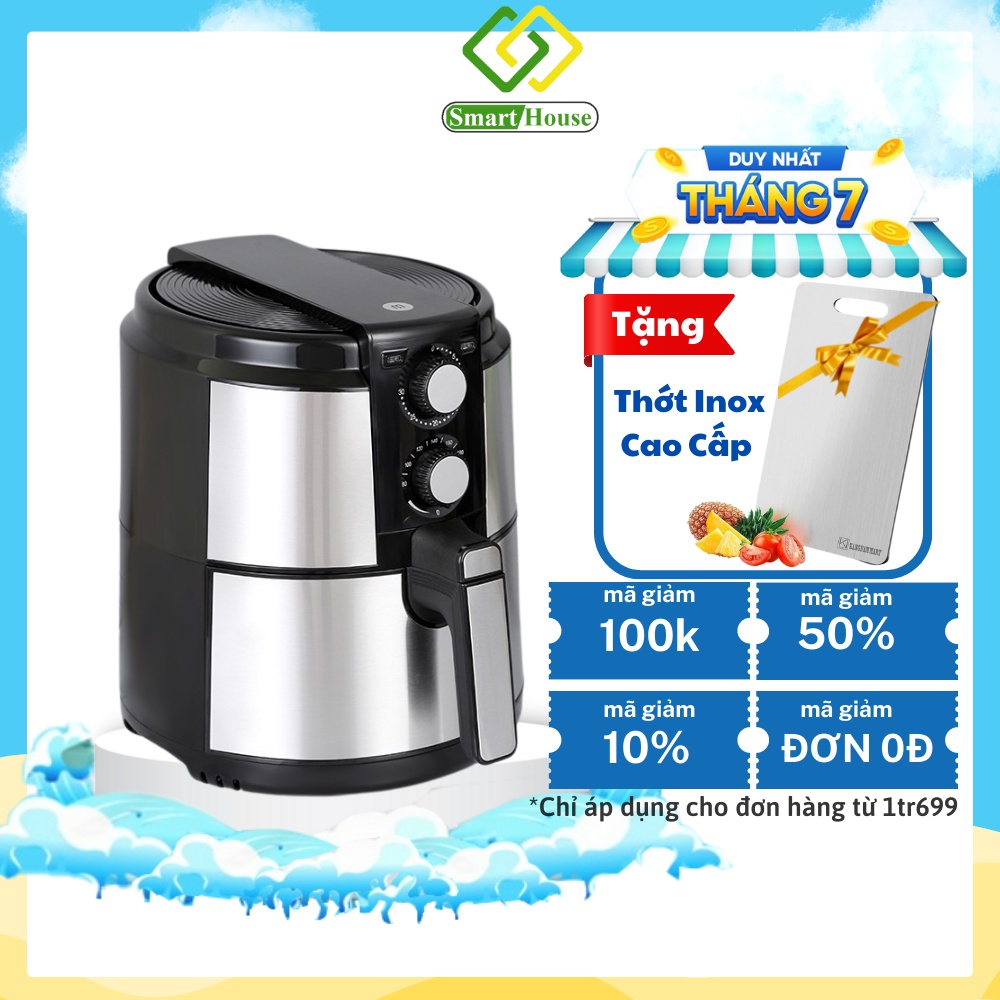 Nồi Chiên Không Dầu 5L Mishio MK220 Vỏ Inox - Smart House