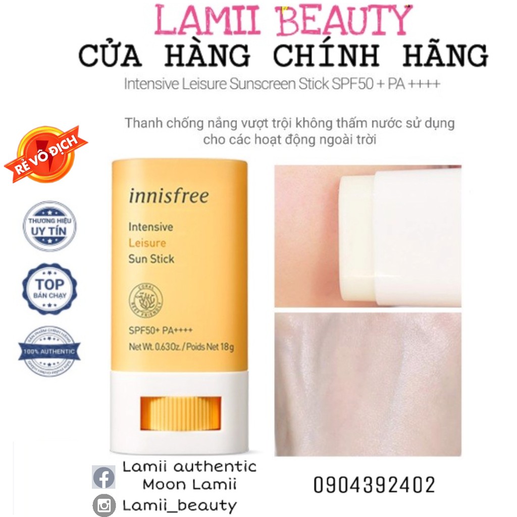 Kem chống nắng thỏi Innisfree intensive leisure suncreen stick SPF50+/PA++++