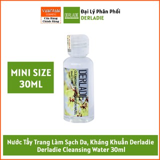 Mini Nước Tẩy Trang Derladie Làm Sạch Da, Kháng Khuẩn, Dịu Nhẹ Cleansing Water Witch Hazel 30ml