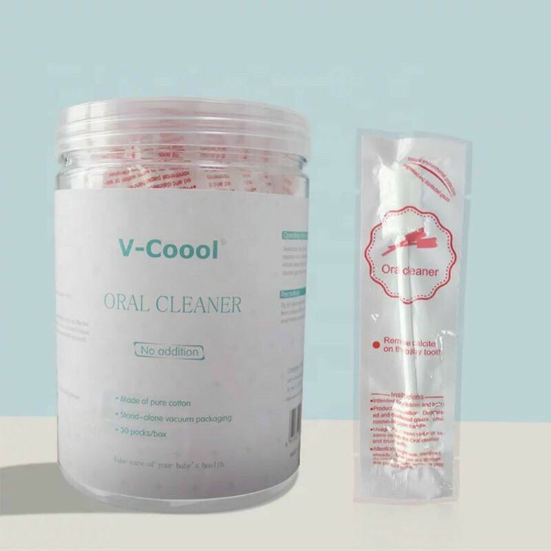 [Hộp 30 gói] Gạc rơ lưỡi V-Cool vệ sinh răng miệng cho bé