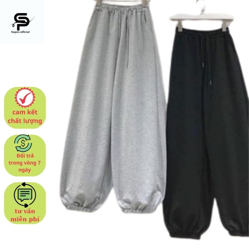 Quần jogger SUPEE-OFFICIAL  from quần ống rộng vải nỉ ép không xù 2 màu Đen Xám, HOT