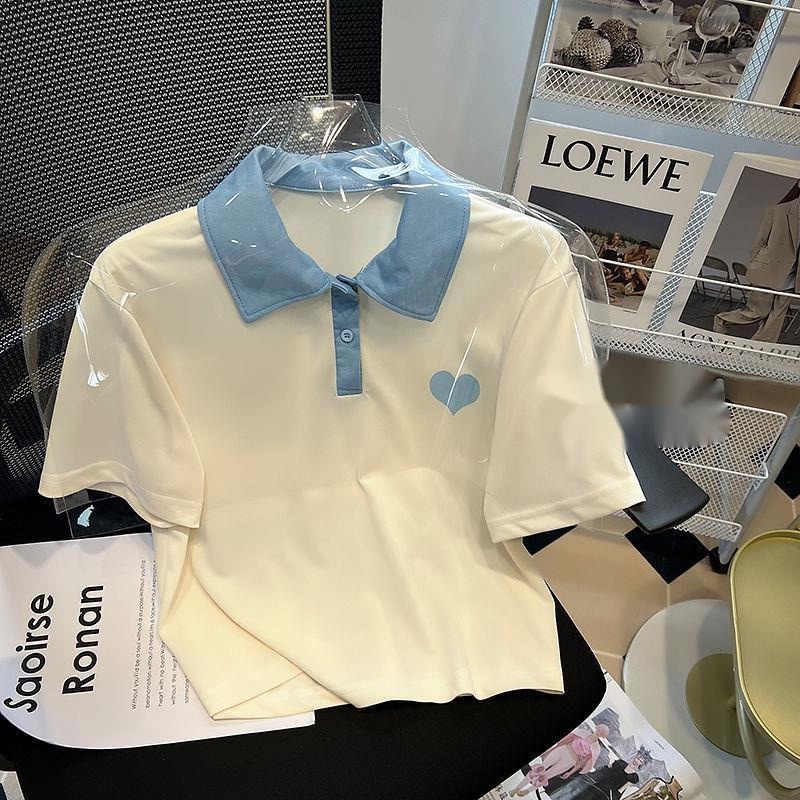 Áo polo Tay Ngắn Cổ polo Màu Sắc Tương Phản Dành Cho Nữ