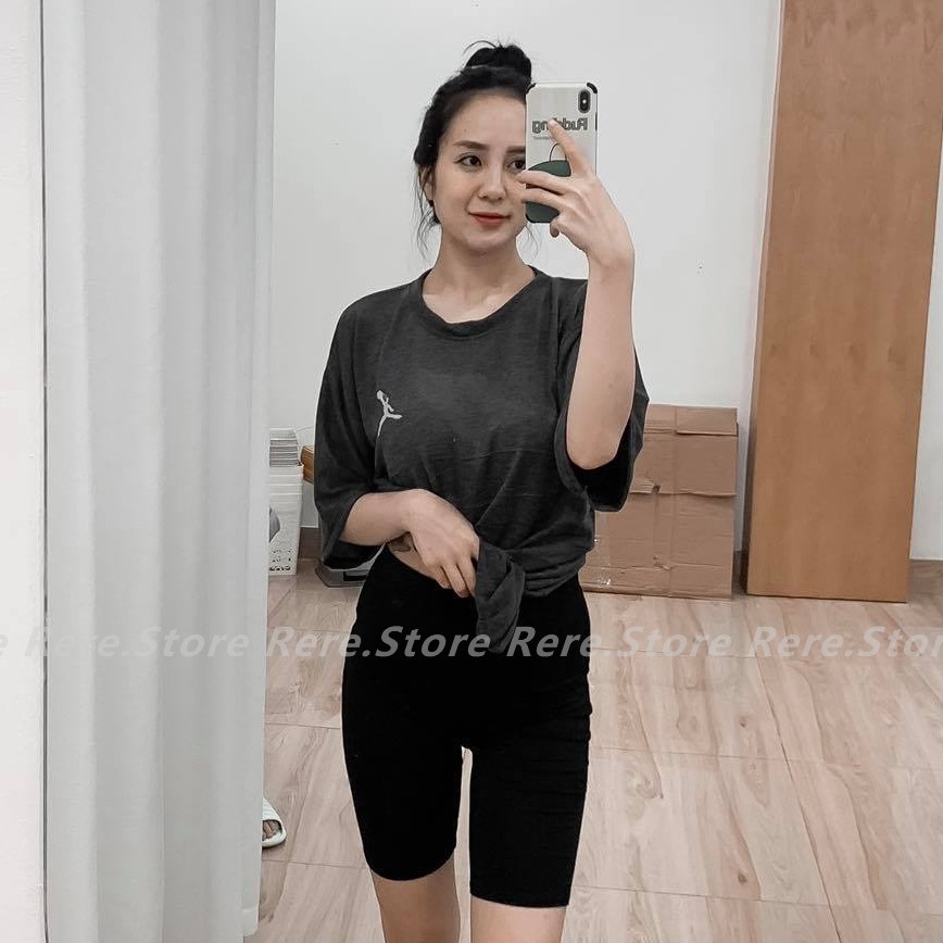 Quần Legging Cộc Đùi Kèm Túi Zip Nữ - Rere.Store [FREESHIP] - Short lửng màu đen trơn dáng ôm body Ulzzang HOT