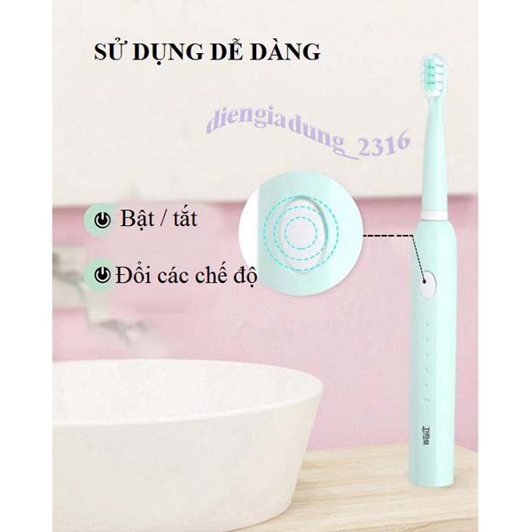 Bàn chải điện tự động đánh răng 5 chế độ, hàng nội địa Trung cao cấp, chăm sóc tận tình răng của bạn