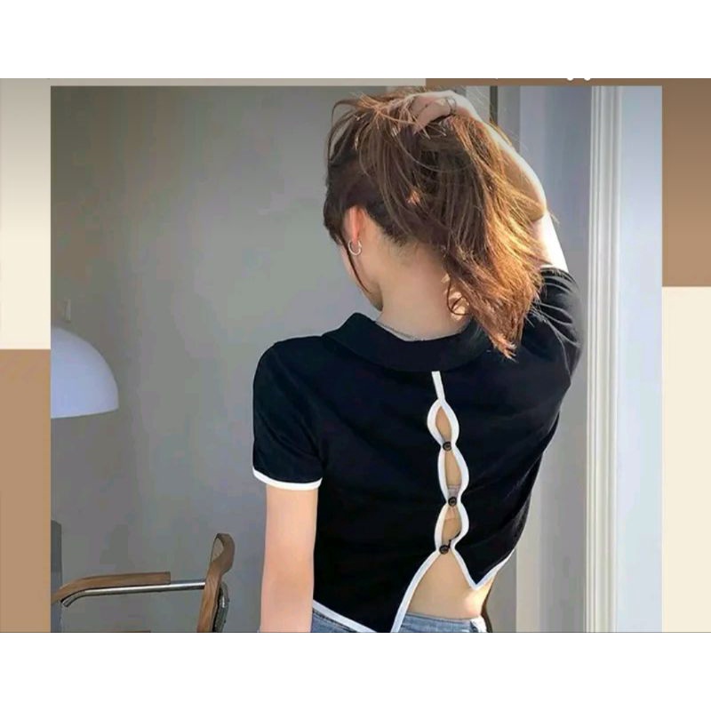 áo croptop có cài nút sau lưng