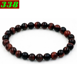 Hạt chuỗi đeo tay đá mắt hổ đỏ đen 6 ly (size nhỏ)