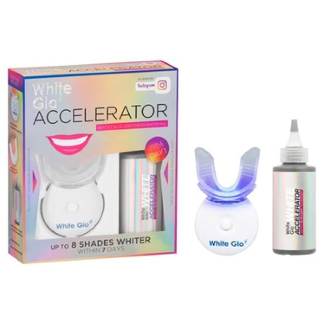 BỘ KÍCH TRẮNG RĂNG BẰNG ÁNH SÁNG XANH SIÊU HOT White Glo White Accelerator Blue Light Teeth Whitening System