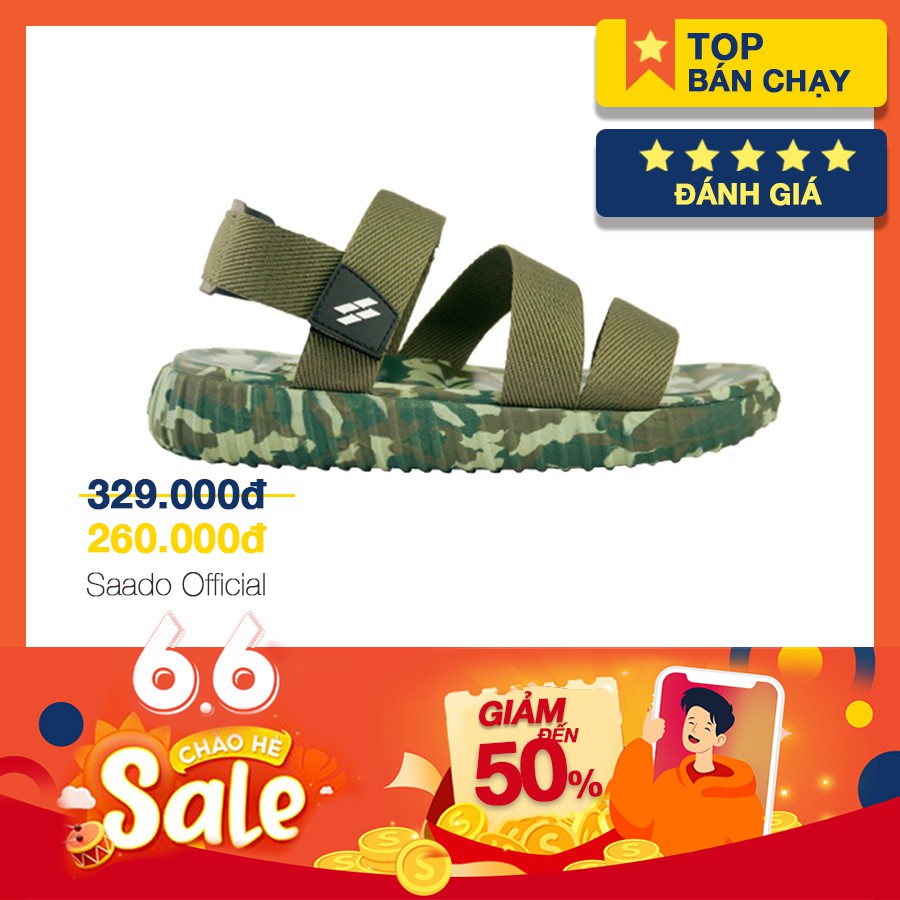 [ Chính Hãng ] SANDAL SAADO | YZ01 – Yezi Soldier – Camo Rằn Ri Màu Xanh Rêu | Giày sandal saado nam nữ