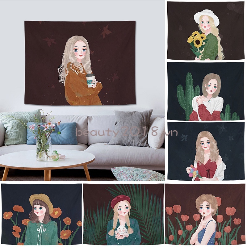 Thảm treo tường trang trí phòng ngủ cho bé gáI phong cách Bắc Âu độc đáo