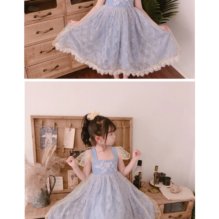Đầm Công Chúa Lưới Phối Ren Phong Cách lolita Mùa Hè 2022 GS17 Cho Bé Gái