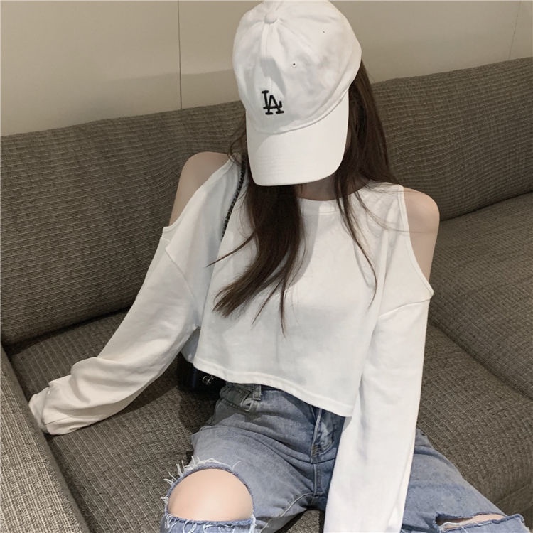 Áo Thun Tay Dài Hở Vai Dáng Rộng 2022 Thời Trang Dành Cho Nữ