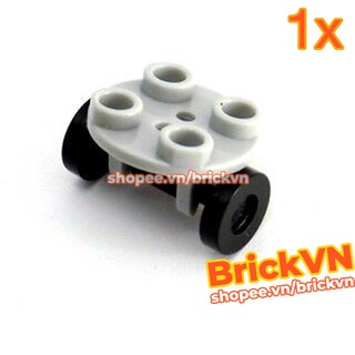 LEGO Đĩa Tròn 2 x 2 Màu Xám Với giá Đỡ Bánh Xe Và Bánh Xe Đẩy Màu Đen