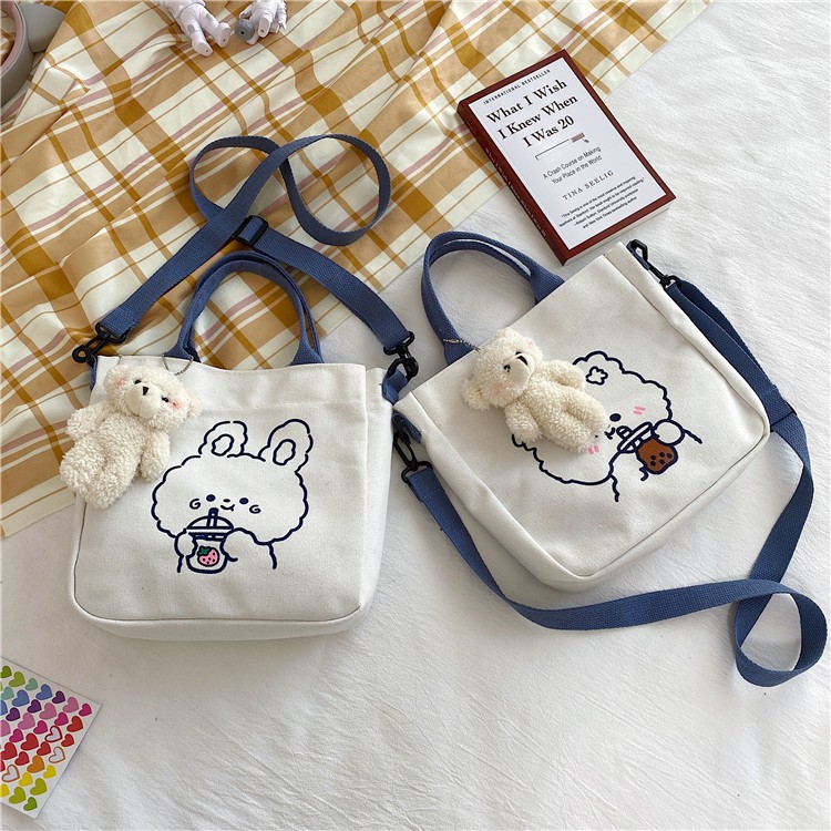 Túi tote vải canvas đeo chéo balo cute dễ thương MOTERI TV248