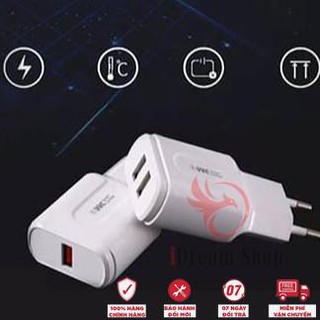 Cốc sạc - củ sạc nhanh qc 3.0 wk - quick charge 2 cổng output usb 2.4a cho điện thoại iphone/android chính hãng