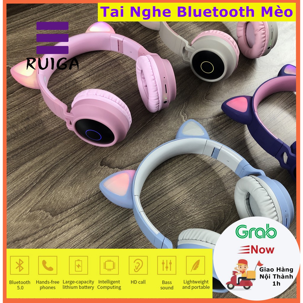 Tai nghe mèo Bluetooth Siêu dễ thương đủ màu sắc pin khủng