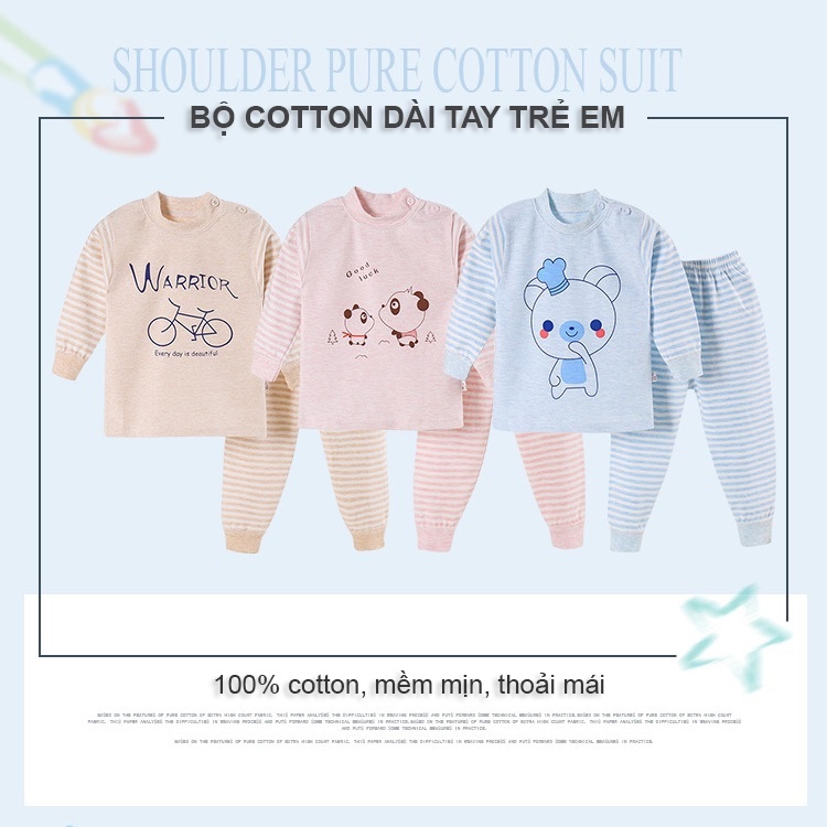 [MẪU MỚI 2022] Bộ Cotton Dài Tay Cho Bé xuất Nhật SIÊU XỊN, 100% cotton, mềm mịn thoải mái cho bé trai &amp; bé gái