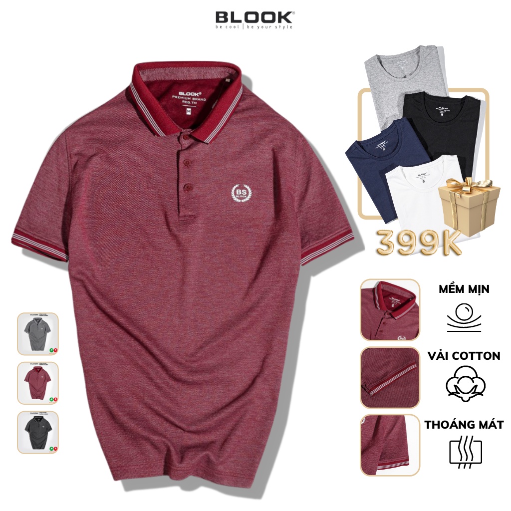 [Mã BMBAU50 giảm 7% đơn 99K] Áo Polo nam Premium BLOOK chất vải thun dệt sợi dày dặ màu ĐỎ mã 23570 (HÌNH THẬT)