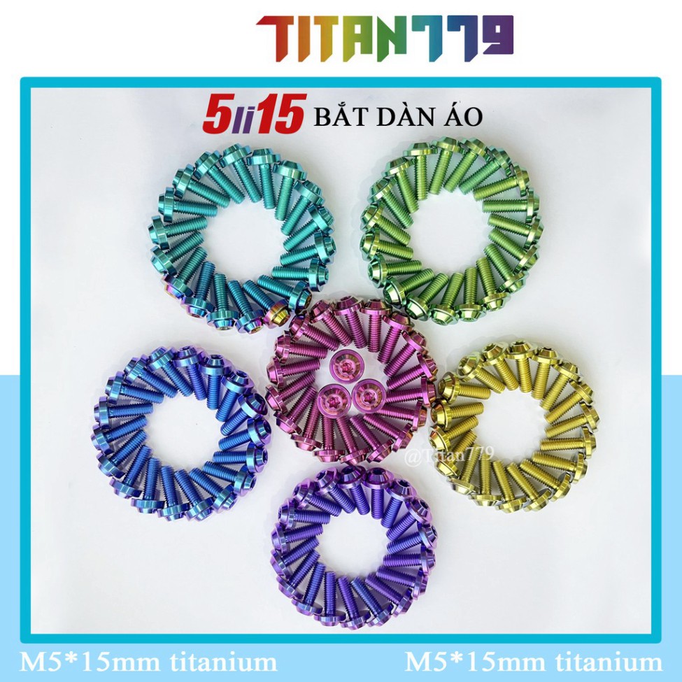 (6) Ốc Titan Gr5 5li15 dù gắn dàn áo dòng xe Winner Sonic Wave Air Blade Sh Vision Lead PCX Raider Satria S033