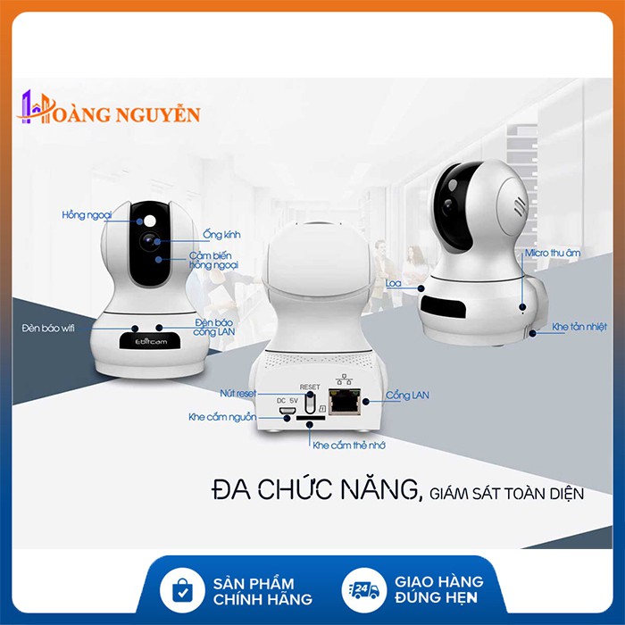 [CHÍNH HÃNG] Camera Wifi Ebitcam E3 Full HD 1080P 2MP - Phát Hiện Chuyển Động, Đàm Thoại 2 Chiều, Xoay 360 độ | BigBuy360 - bigbuy360.vn