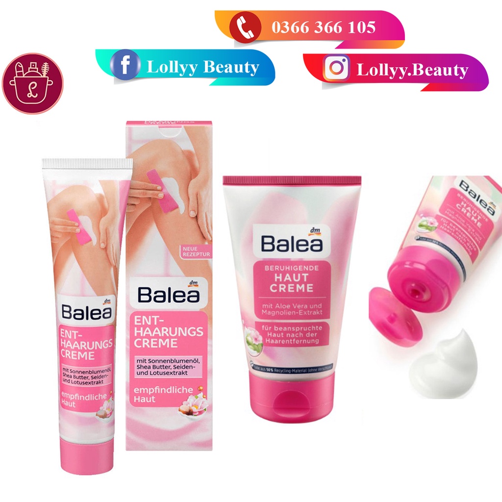 Kem tẩy lông và kem dưỡng sau wax làm dịu da Balea, tẩy lông và ức chế mọc lông Balea