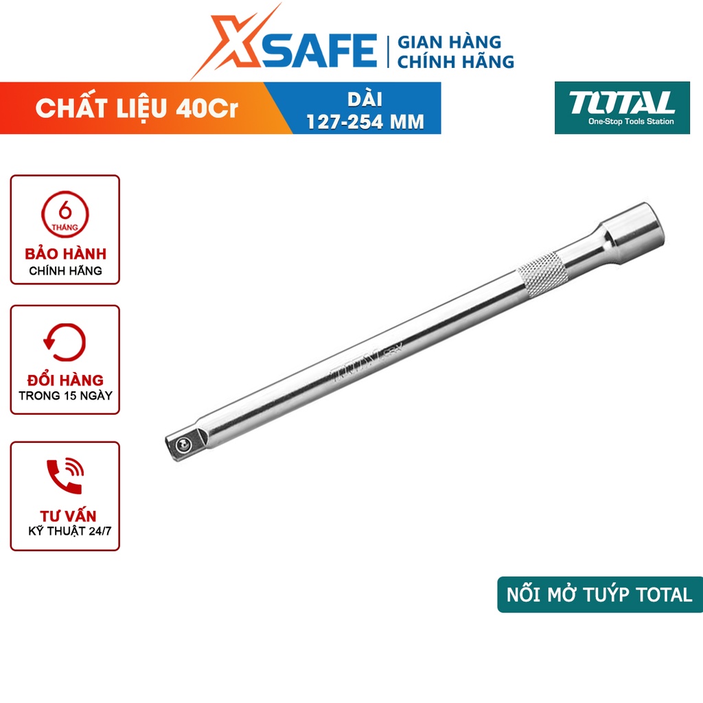 Thanh nối mở tuýp TOTAL 1/2inch dài 127-254mm,  chất liệu 40Cr, chịu nhiệt, mạ crôm, bền bỉ, chống gỉ [XSAFE]
