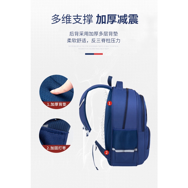 Balo đi học bé trai bé gái siêu nhẹ cặp sách màu xanh cho trẻ em tiểu học cấp 1 chống thấm nước E1047