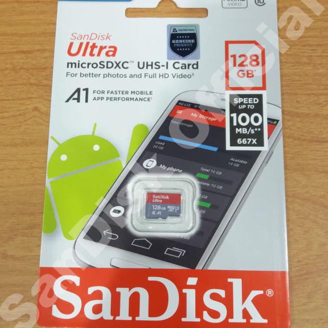 Micro Sd Sandisk Ultra Microsd 128gb A1 100mb / S Microsdxc Uhs - I