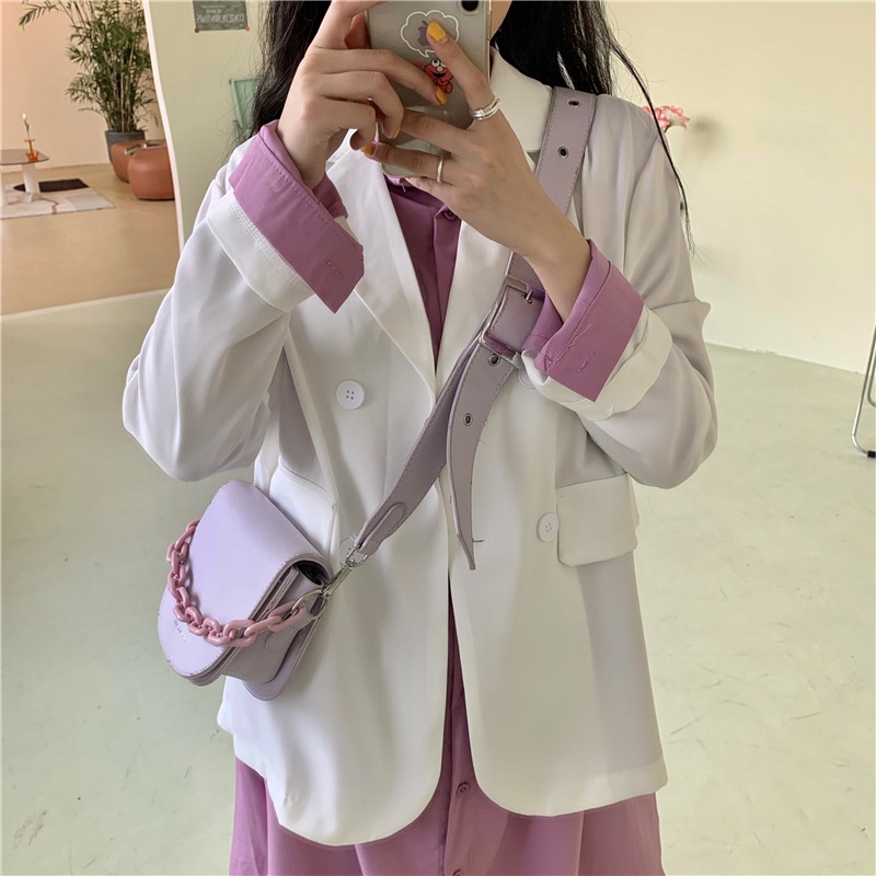  Xiaozhainv Áo Blazer nữ dáng rộng dài tay có 6 màu chọn lựa