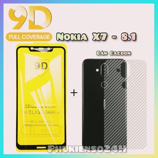 Nokia 8.1 / X7 - Kính cường lực Nokia 8.1 / X7  Full màn hình Full keo + dán film cacbon mặt sau máy