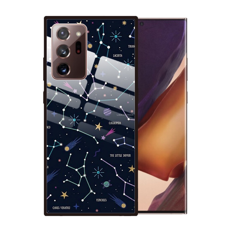 Ốp điện thoại kính cường lực họa tiết hoạt hình chống trầy cho SAMSUNG Galaxy Note 20 Ultra Note10 9 S21 Ultra S10 5G S10E S8 Plus