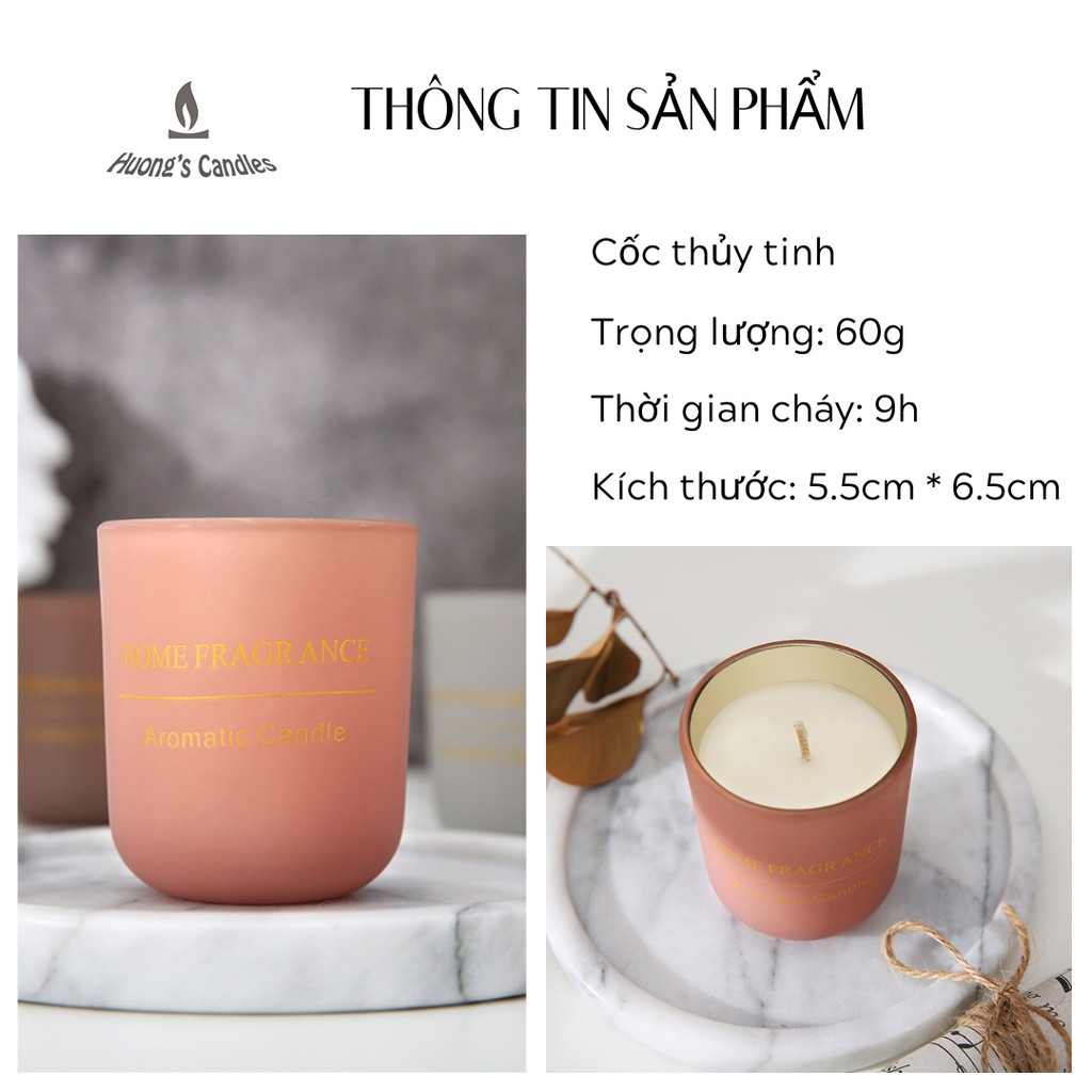 [Note Gỗ - 3 Mùi] Nến Thơm Tinh Dầu Thiên Nhiên Hương's Candle Cốc 60g Sáp Đậu Nành, Nến Không Khói, Thơm Nhẹ Nhàng