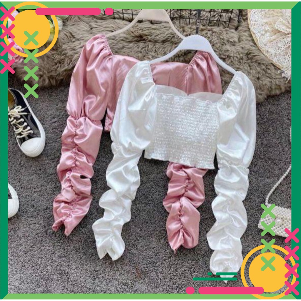Dọn kho 1123A11B1 Áo kiểu nữ tay dài phi bóng cực sang và gợi cảm Dọn kho