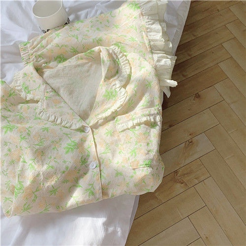 Bộ Đồ Ngủ Chất Liệu Cotton Mỏng Thời Trang Mùa Hè Phong Cách Nhật Bản Dễ Thương Cho Nữ