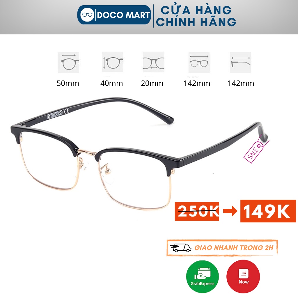 Gọng kính cận nam nữ DOCO MART 6205 mắt vuông viền kim loại cao cấp không gỉ