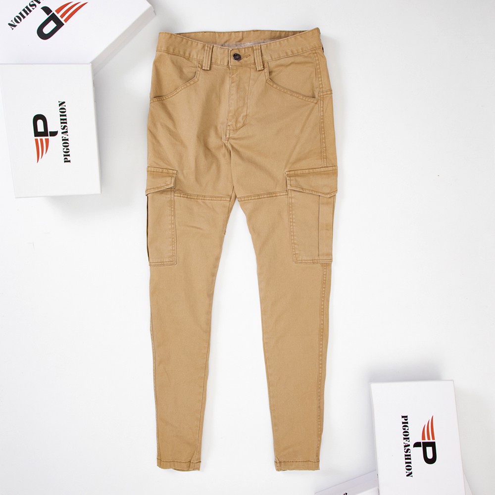Quần kaki túi hộp dài nam co giãn tốt regular fit cao cấp QKK02 PigoFashion màu xanh đen chọn nhiều màu - Hàng nhập khẩu