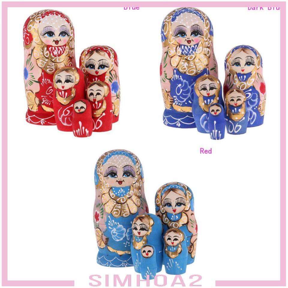 5Pcs Hand Paited Wooden Russian Nesting Dolls Matryoshka Kids Toys