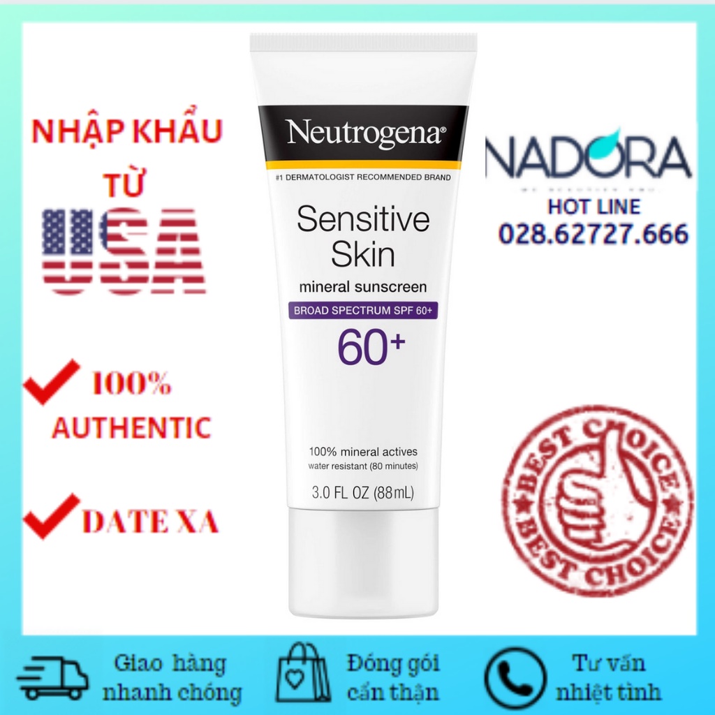 KEM CHỐNG NẮNG cho da nhạy cảm Neutrogena Sensitive Skin Sunscreen SPF 60+