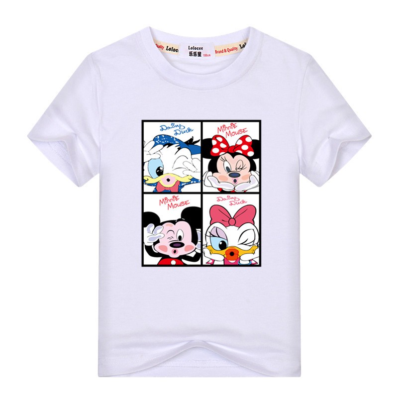 Áo thun tay ngắn họa tiết Mickey Minnie Mouse dành cho bé