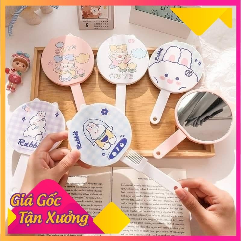 [Xả Kho] Gương tròn kèm lược rút siêu tiện lợi