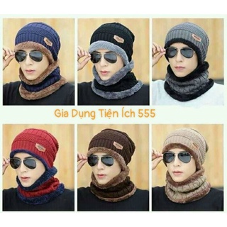 Set Mũ Len Nam Nữ Kèm Khăn Ống Choàng Cổ Cực Ấm, Chất Đẹp,Len Mịn,Chuẩn Hàng Quảng Châu 100%