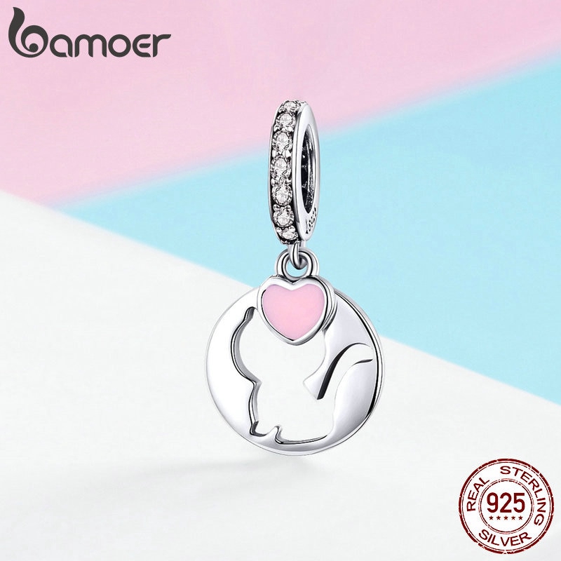 Mặt Dây Chuyền Bamoer Bằng Bạc 925 Hình Mèo Con Xinh Xắn Cho Nữ