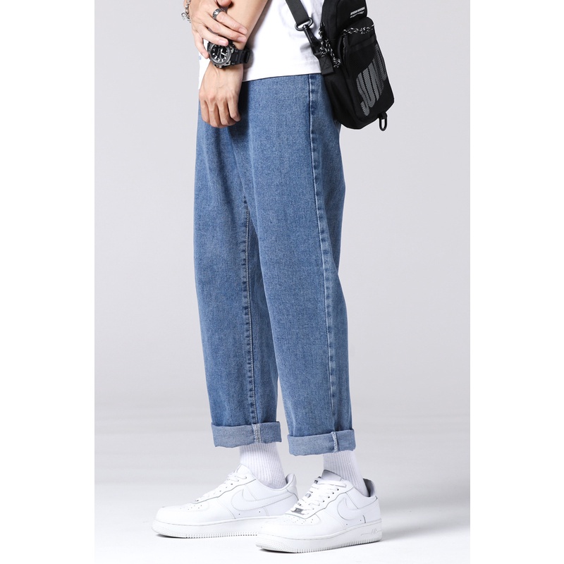 Quần jean baggy nam nữ HiYOU, Quần bò baggy nam nữ phom ống rộng có Bigsize