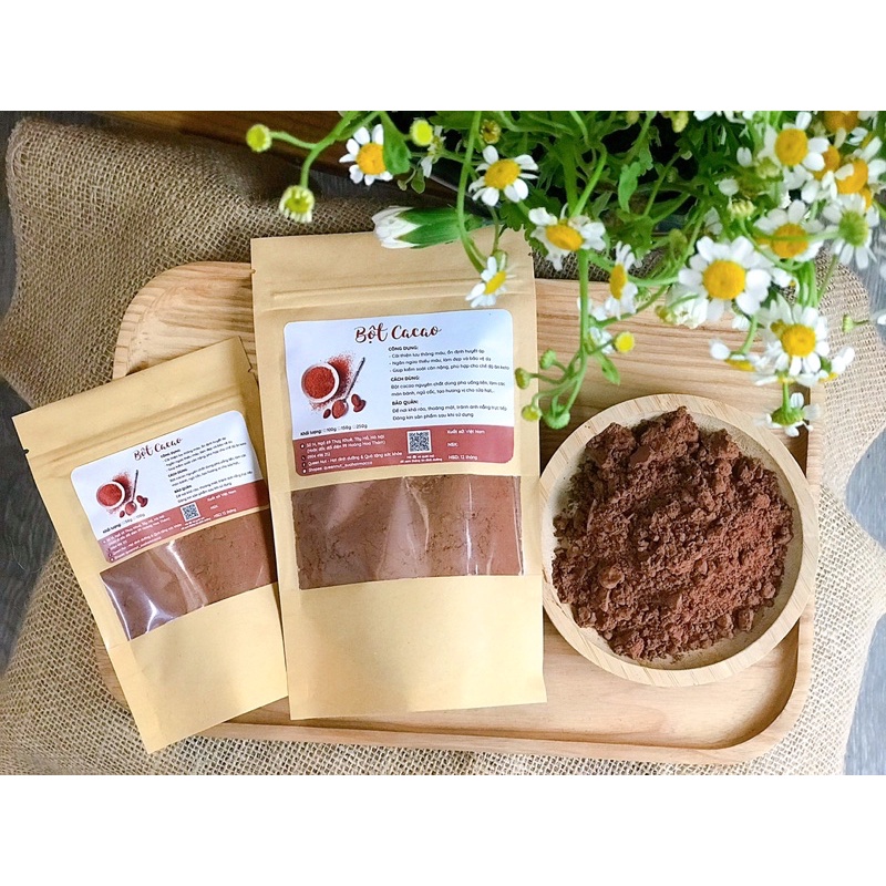 Bột Cacao Nguyên Chất Đăk Lăk - Pha sữa hạt, ngũ cốc granola vị socola, nguyên liệu làm bánh, pha cacao nóng