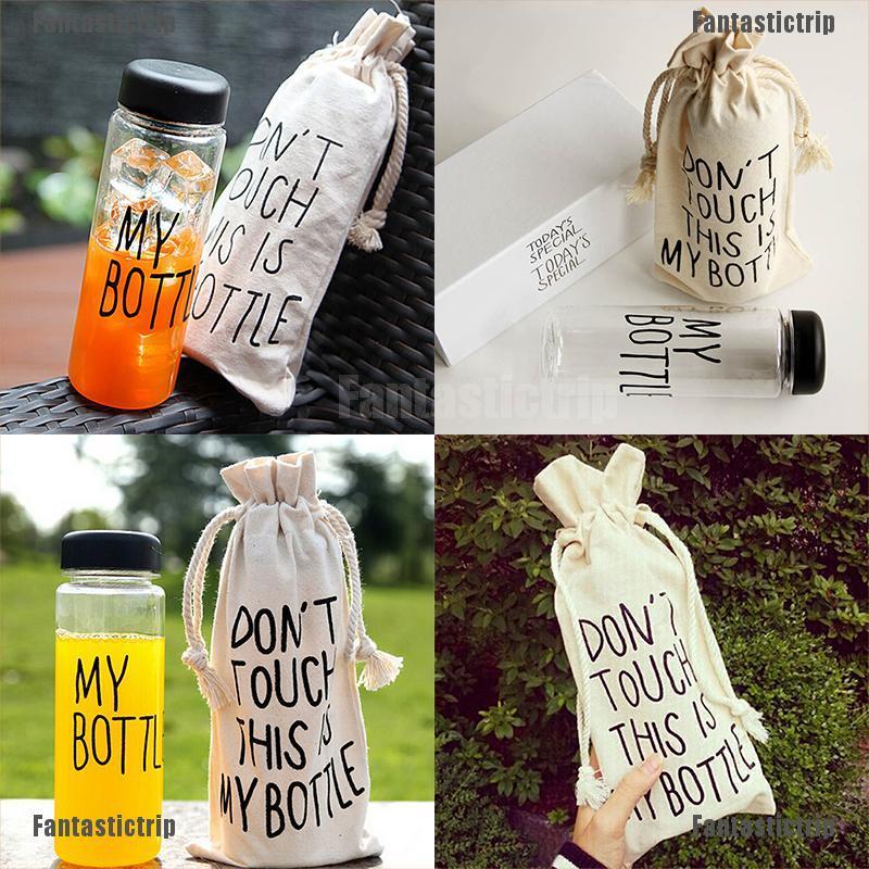 Bình nước thể thao trong suốt dung tích 500ml chữ My bottle kèm túi đựng tiện dụng đi du lịch | BigBuy360 - bigbuy360.vn